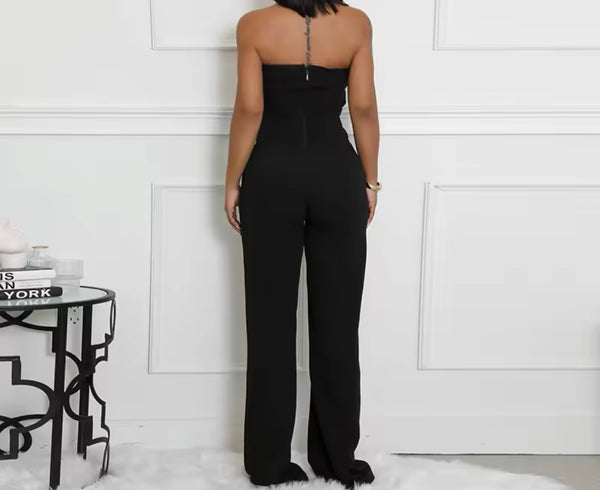 Women Sexy Sleeveless V-Neck Color Print Jumpsuit