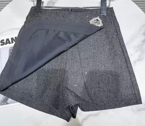 Women Fashion Color Rhinestone Wrap Shorts