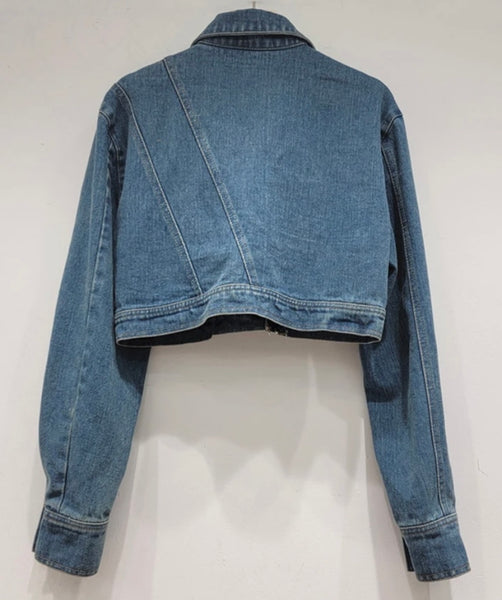 Women Button Zipper Fashion Denim Jacket