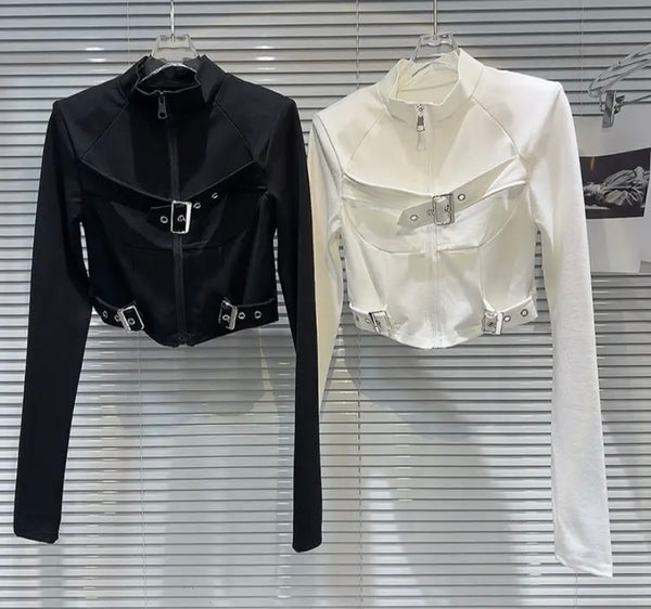 Women Buckled Fashion Full Sleeve Top
