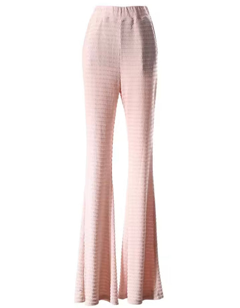 Women Pink Sexy 3D Floral Sleeveless Two Piece Pant Set