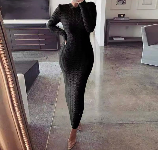 Women Sexy Fashion Full Sleeve Sweater Maxi Dress