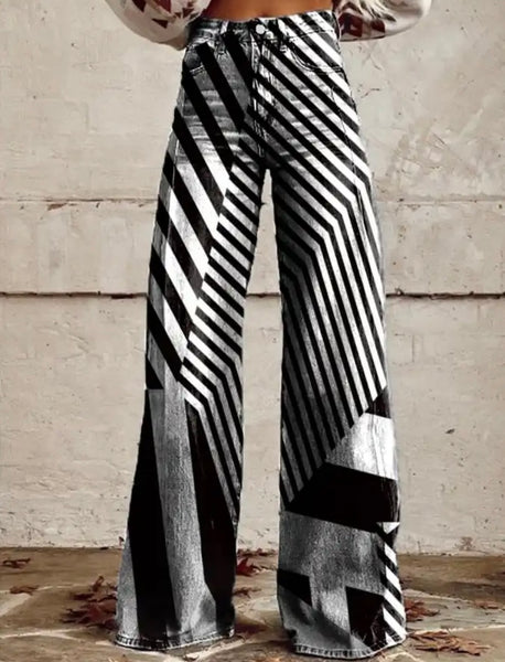 Women Fashion Printed Wide Leg Pants