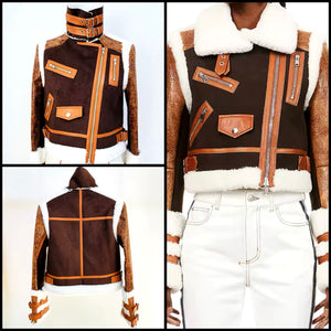 Women Fashion Color Zipper Buckled Jacket