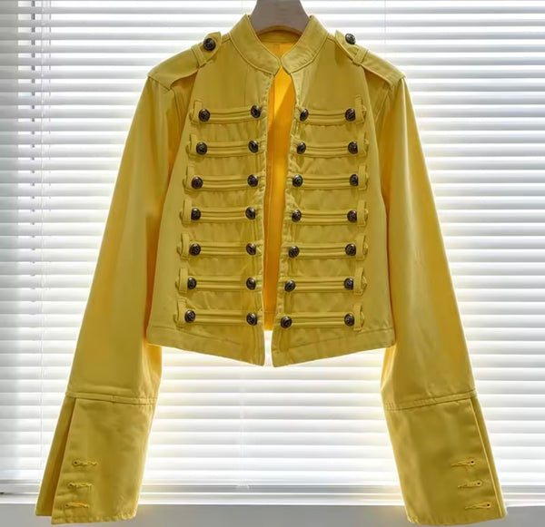 Women Color Fashion Button Jacket