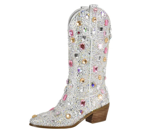 Women Gem Bling Fashion Western Boots