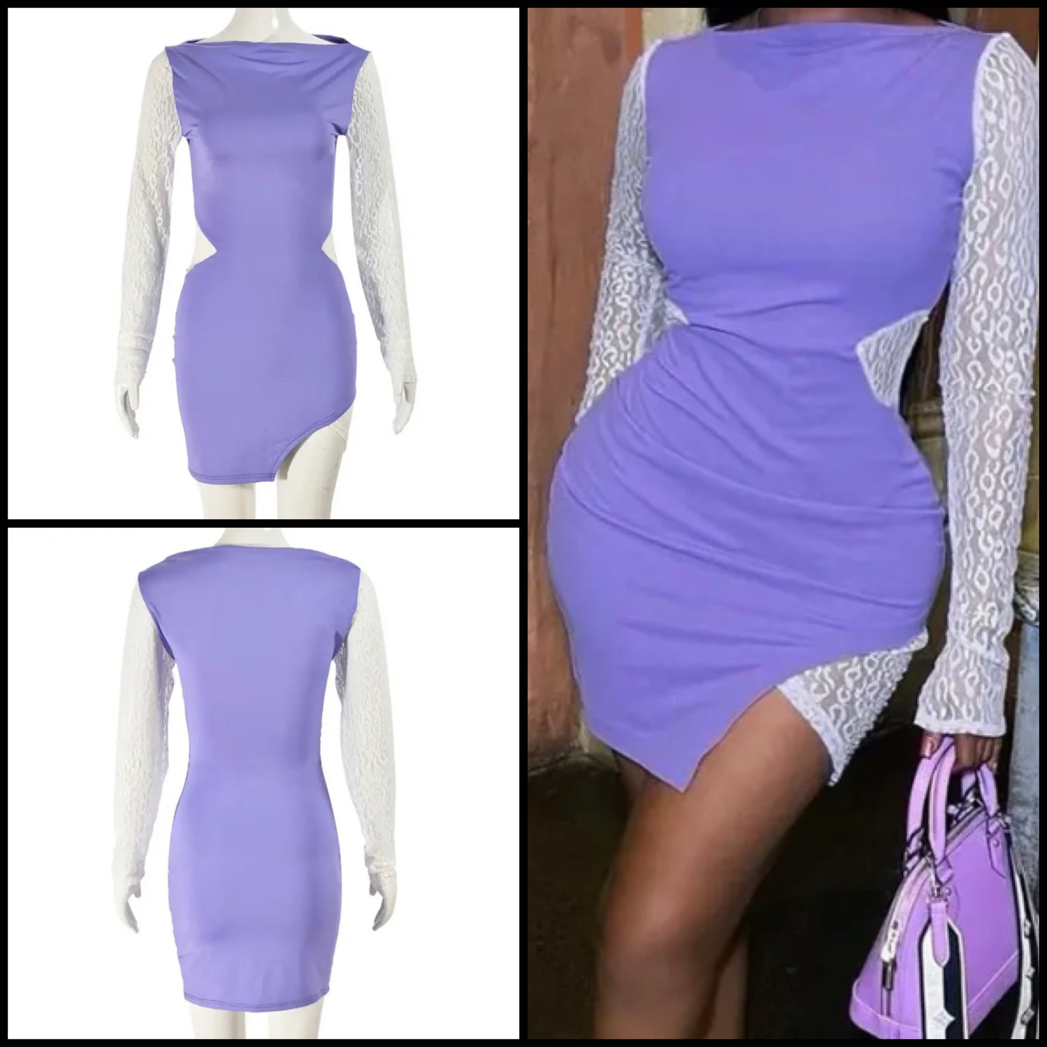 Women Sexy Lace Patchwork Full Sleeve Dress