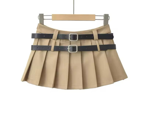 Women Sexy Fashion Color Pleated Mini Skirt