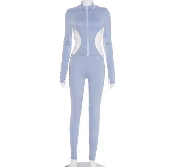 Women Zip Up Full Sleeve Fashion Tracksuit Two Piece Pant Set
