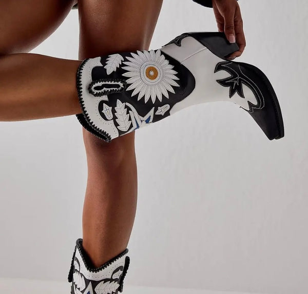 Women Fashion Color Patchwork Western Boots