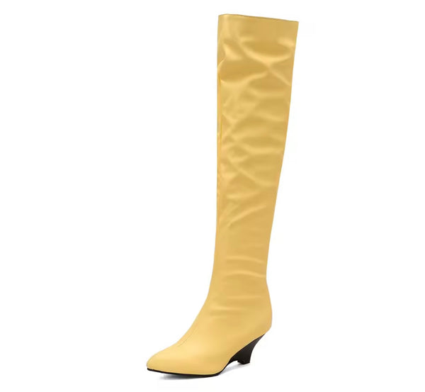 Women Color Fashion Over The Knee Wedge Boots