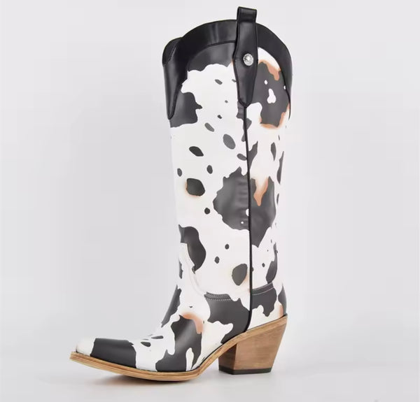 Women Fashion Animal Print Western Boots