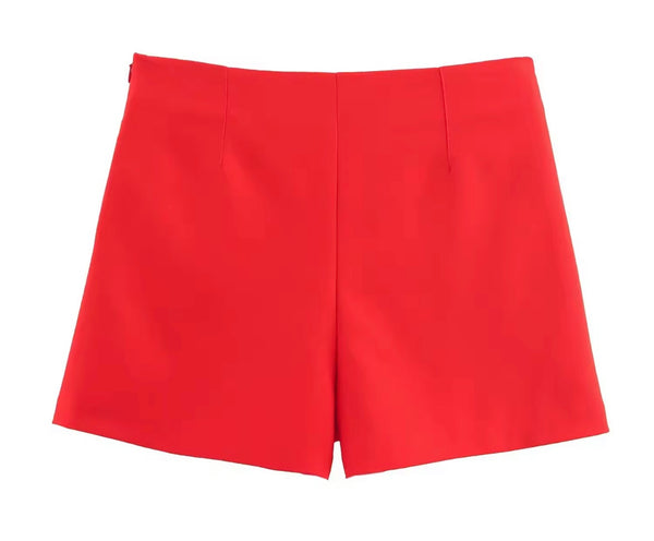 Women Color Fashion Side Zipper Shorts