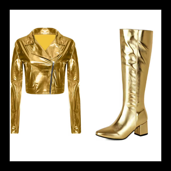 Women Pointed Toe Patent Leather Fashion Knee High Boots