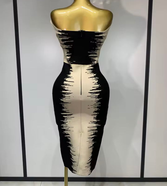 Women Sexy Off The Shoulder Sleeveless Color Patchwork Dress