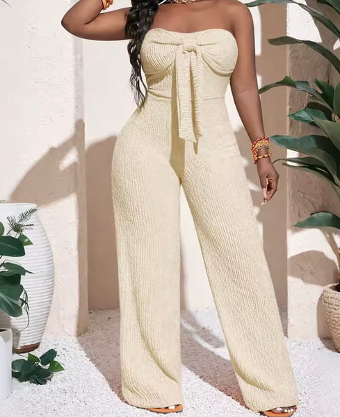 Women Tie Up Strapless Fashion Jumpsuit