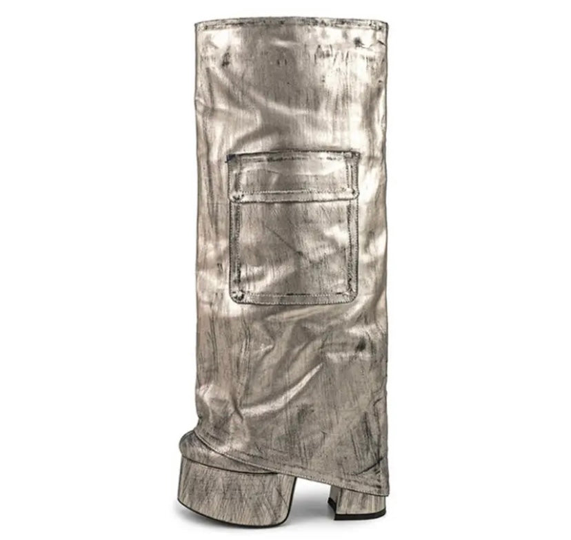 Women Metallic Platform Fashion Knee High Boots