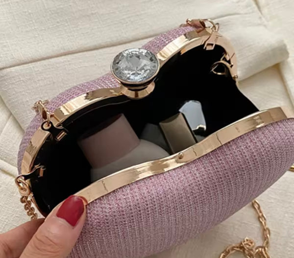 Women Fashion Heart Shape Chain Handbag Purse