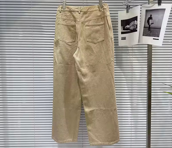 Women Fashion Khaki Wrap Wide Leg Pants