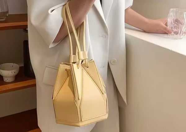 Women Fashion Faux Leather Drawstring Handbag Purse
