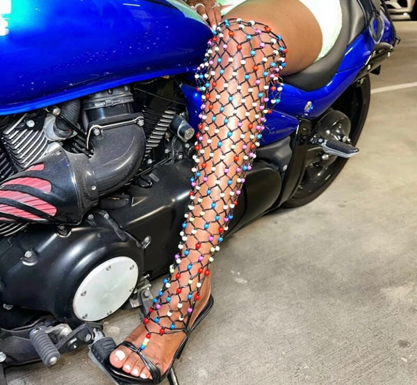 Women Fashion Multicolored Netted Lace Up High Heel Sandals