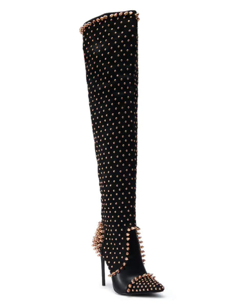 Women Fashion Rivet Ankle/Knee High Faux Leather Boots