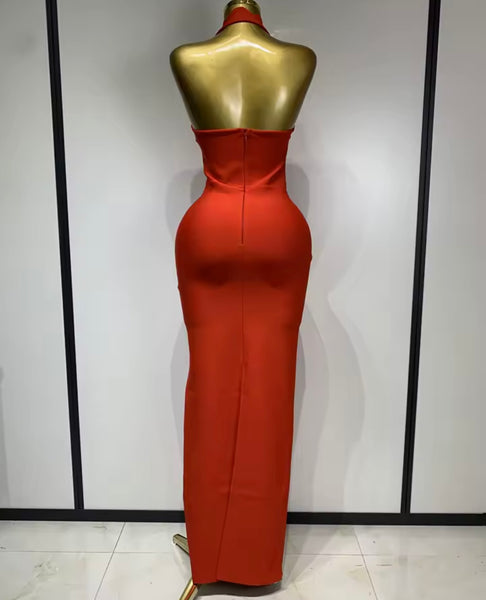 Women Sexy Halter Sleeveless Cut Out Maxi Dress