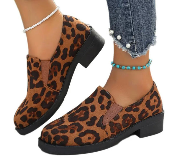 Women Fashion Leopard Print Slip On Loafers