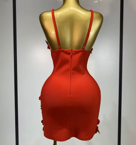 Women Sexy Sleeveless 3D Floral Embellishment Dress