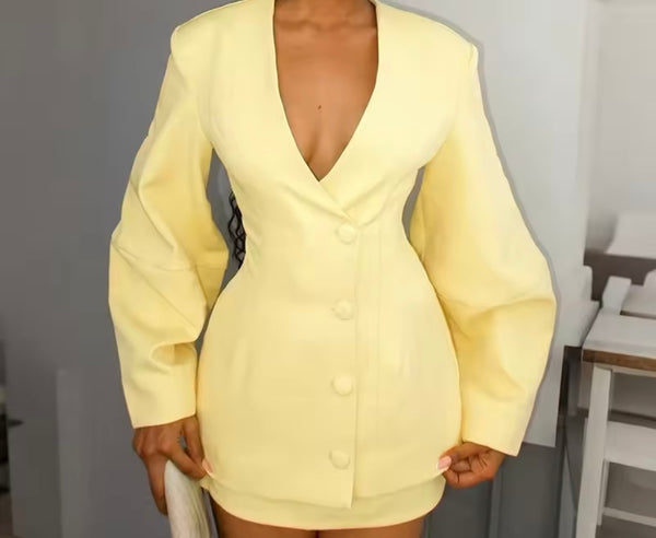 Women Color Fashion Button Up Blazer Jacket
