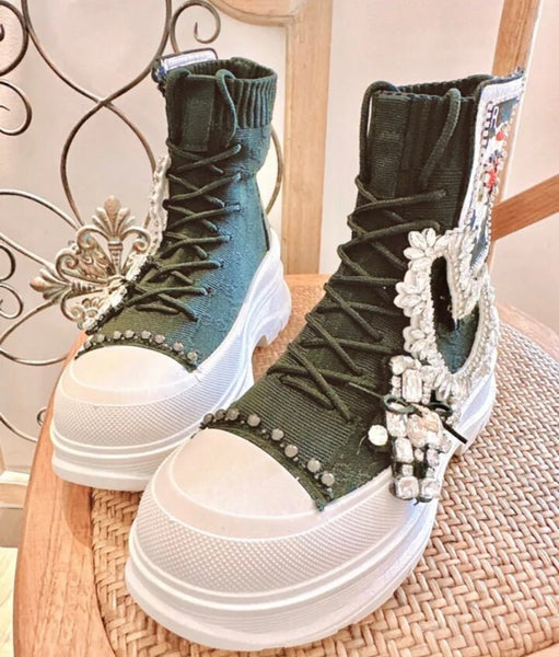 Women Fashion Color Patchwork Platform Lace Up Sneakers