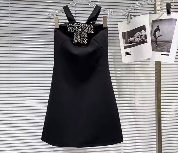 Women Bling Bow Sleeveless Criss Cross Open Back Dress
