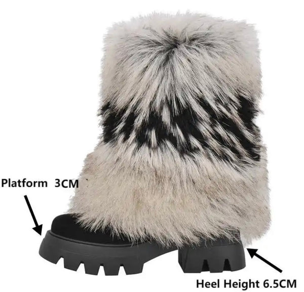 Women Fashion Pointed/Round Toe Faux Fur Boots