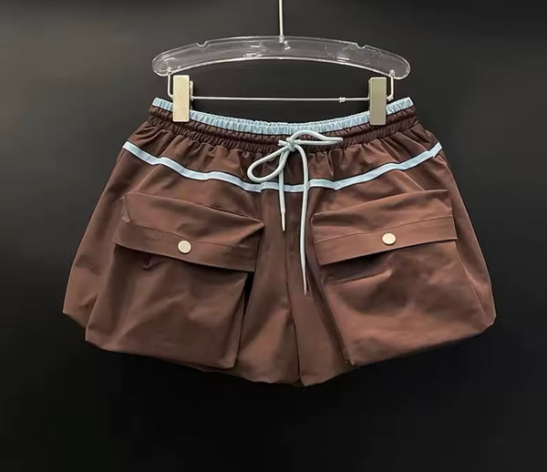 Women Color Patchwork Bow Jacket Two Piece Short Set