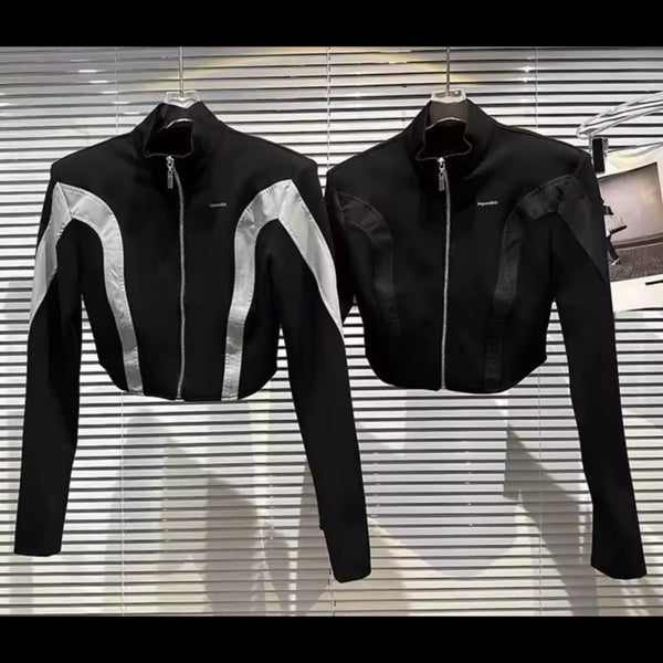 Women Black Fashion Zip Up Jacket