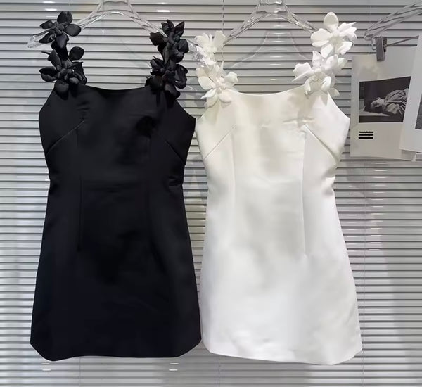 Women Sexy Solid Color Floral Strap Sleeveless Dress