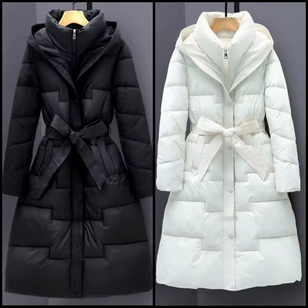Women Fashion Hooded Puff Long Jacket