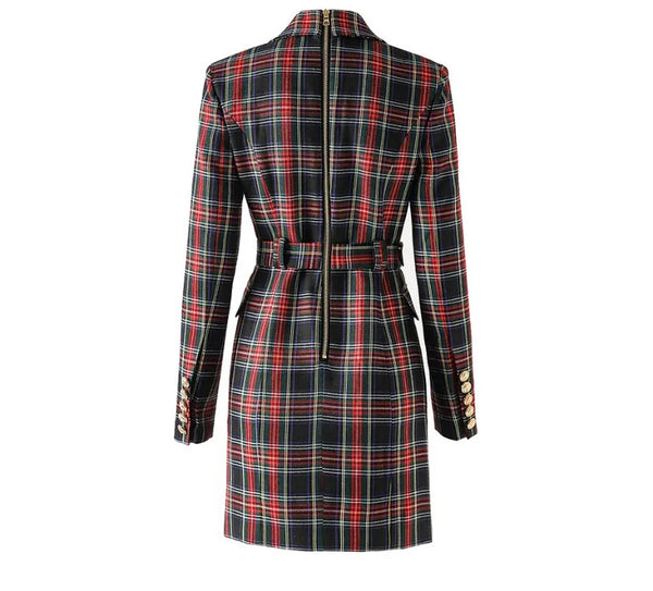 Women Sexy Fashion Plaid Blazer Dress