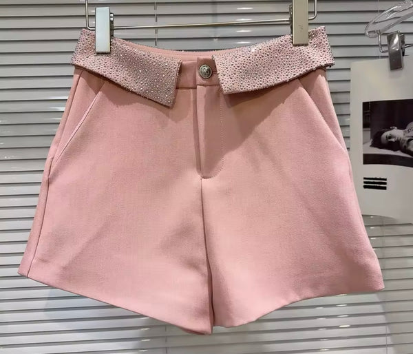 Women Fashion Color Rhinestone Patchwork Shorts