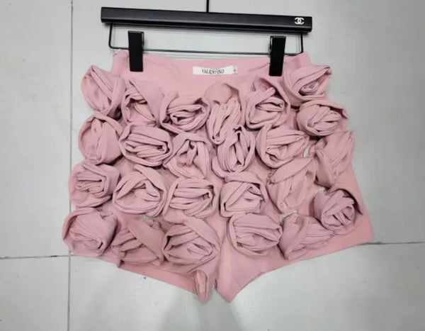 Women Sexy Rose Strapless Crop Top/ Shorts