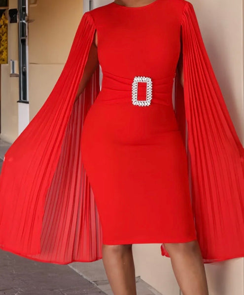 Women Sexy Solid Color Batwing Sleeve Dress