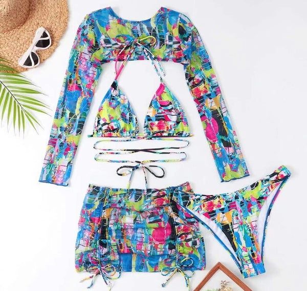 Women Sexy Colorful Bikini Cover Up Set