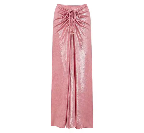 Women Pink Sparkly Tie Up Butterfly Swimsuit Cover Up Set