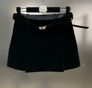 Women Suede Fashion Pleated Short Skirt