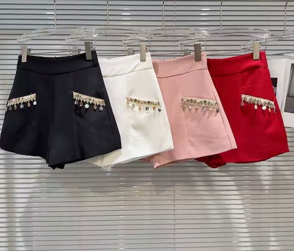 Women Color Beaded Tassel Fashion Shorts