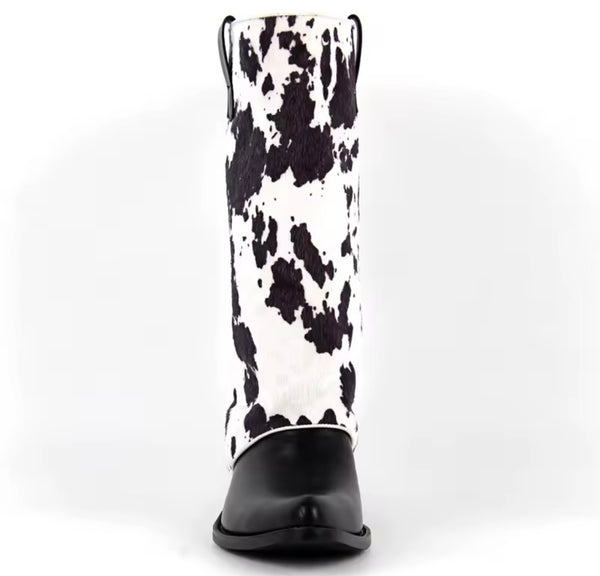 Women Fashion B&W Animal Print Western Boots