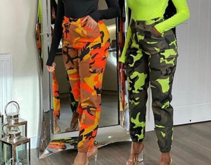 Women Fashion Color Camouflage Cargo Pants