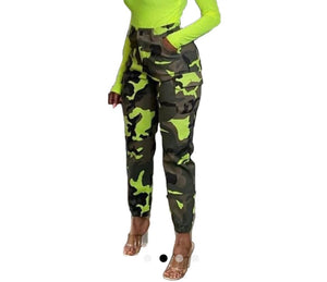 Women Fashion Color Camouflage Cargo Pants