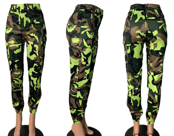 Women Fashion Color Camouflage Cargo Pants