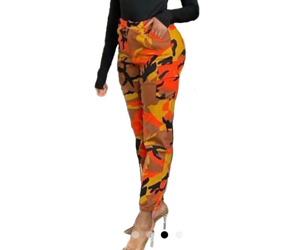 Women Fashion Color Camouflage Cargo Pants